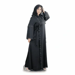 Classic Silk Abaya with Diamond Embroidery