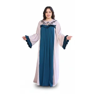 Luxury Silk Pleated Abaya with Elegant Chest Embroidery