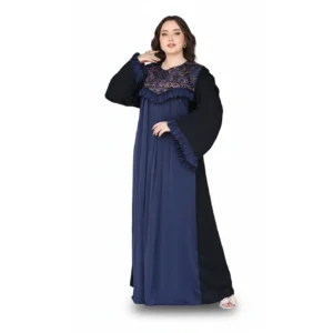 Luxury Silk Pleated Abaya with Floral Embroidery