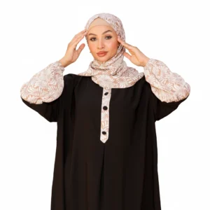 Elegant Pattern Accent Abaya with Matching Hijab
