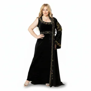 Luxury Gulf Abaya Set with Gold Embellishment
