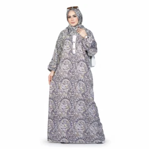 Paisley Printed Prayer Dress with Matching Hijab – Elegant Prayer Isdal Set