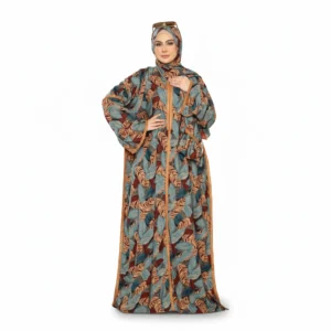 Misk Printed Prayer Isdal Set – Elegant Modest Prayer Wear with Natural Leaf Pattern
