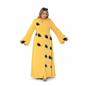 Luxury Silk Abaya with Crystal Leaf Embroidery – Elegant Modest Fashion