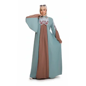Luxury Two-Tone Silk Embroidered Abaya – Heritage Inspired Elegant Abaya