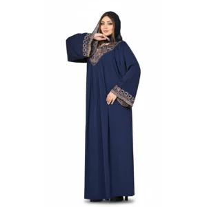 Luxury Embroidered Silk Abaya – Gulf Style Pleated Abaya