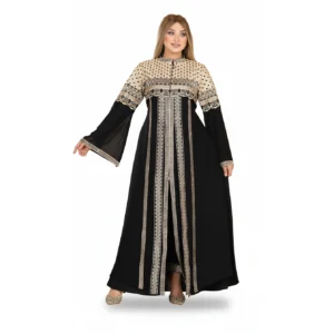 Luxury Embroidered Two-Piece Abaya Set with Flared Sleeves
