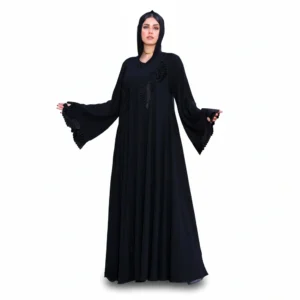 Luxury Black Silk Embroidered Abaya
