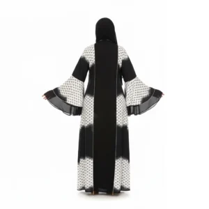 Two-Tone Silk Gulf Abaya with Elegant Bell Sleeves